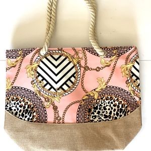 Luxury Pattern Pink Beach Bag Tote NEW